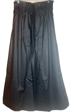 Terea by Andrea Pitter Women's Black Faux Leather Maxi Skirt Pockets Size XL NWT